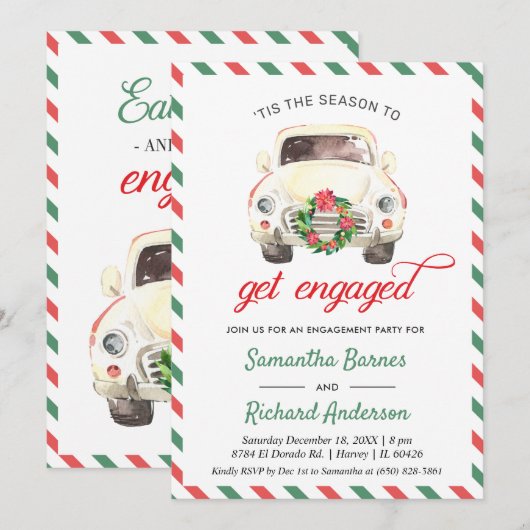 Kerst Vakantie Auto Reizen Verloving bruiloft Kaart (Voorkant / Achterkant)