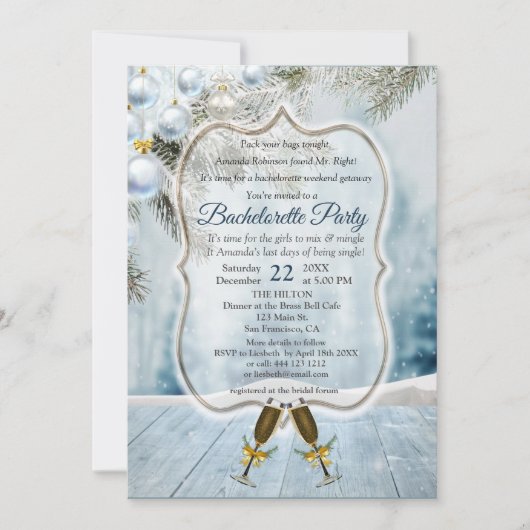 Kerst Vakantie Bachelorette Party Uitnodiging (Voorkant)