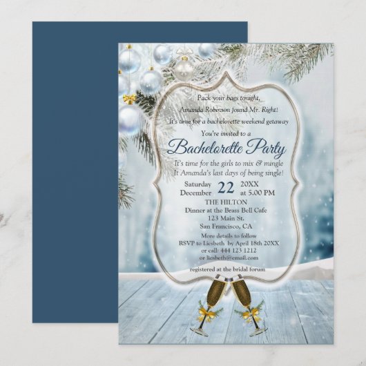 Kerst Vakantie Bachelorette Party Uitnodiging (Voorkant / Achterkant)