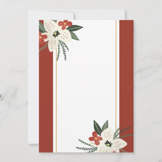 Kerst Vakantie Bloemen Krans Bruids Brunch Kaart (Achterkant)