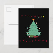 Kerst vakantie Briefkaart | Kawaii kerstboom (Voorkant / Achterkant)