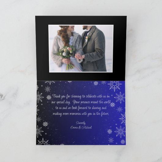 Kerst vakantie bruiloft dank u kaart (Binnen)