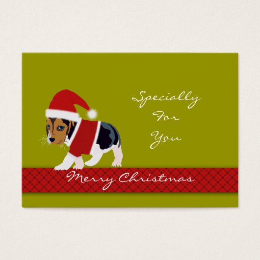 Kerst vakantie cadeau Label (Dog) - personaliseren Visitekaartjes (Voorkant)