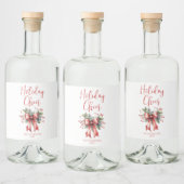 Kerst Vakantie Cheer Script Red Bow Naam Likeurfles Etiket (Flessen)