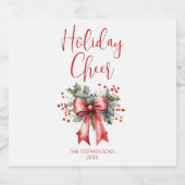 Kerst Vakantie Cheer Script Red Bow Naam Likeurfles Etiket (Enkel label)