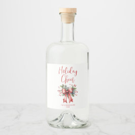 Kerst Vakantie Cheer Script Red Bow Naam Likeurfles Etiket