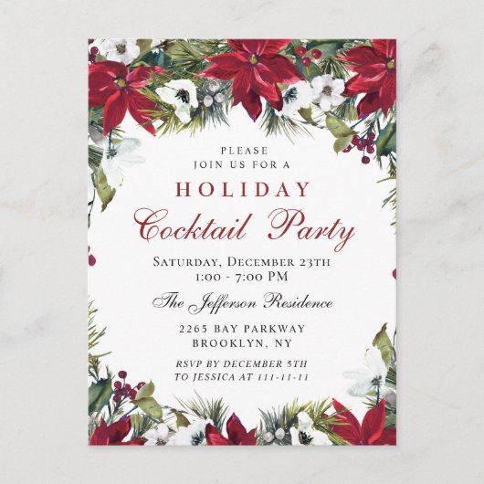 Kerst Vakantie Cocktail Party Invitation Kaart (Voorkant)
