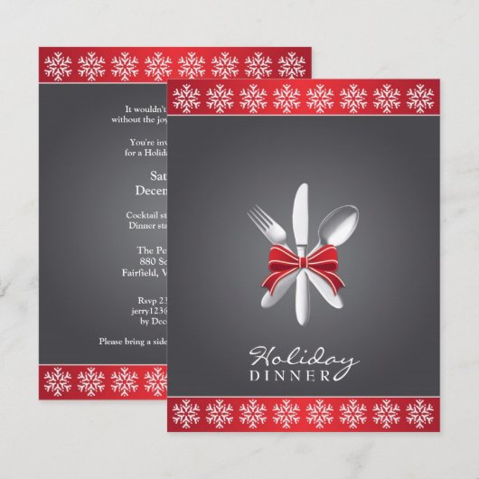 Kerst Vakantie Diner Party Uitnodiging (Voorkant / Achterkant)