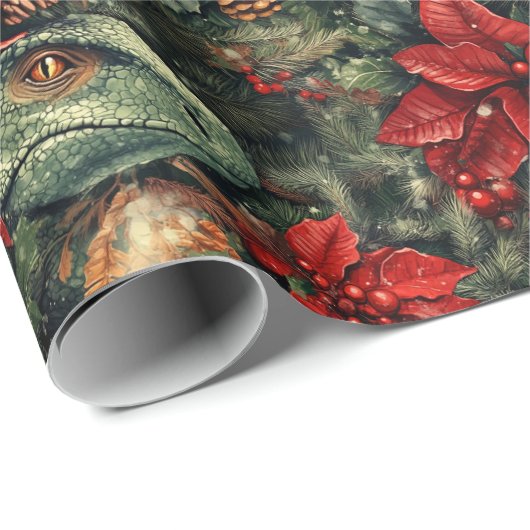 Kerst Vakantie Dinosaurus patroon Cadeaupapier (Rol Hoek)