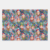 Kerst vakantie elf patroon inpakpapier vel (Voorkant)