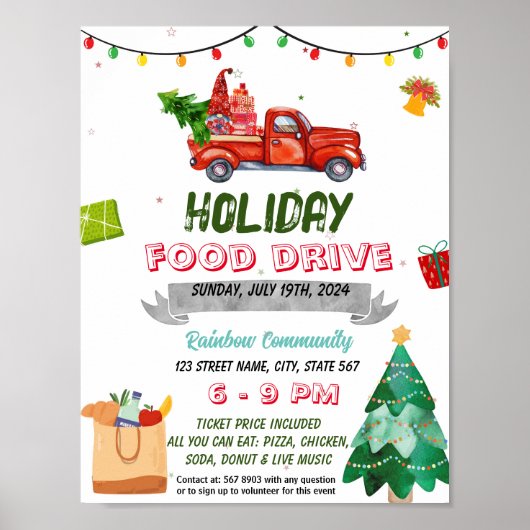 Kerst vakantie eten Drive event sjabloon Poster (Voorkant)