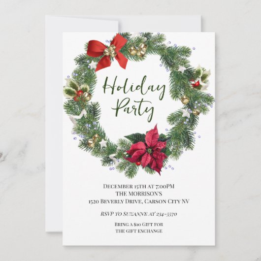 Kerst vakantie feest w groen uitnodiging (Voorkant)