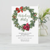 Kerst vakantie feest w groen uitnodiging (Staand voorkant)