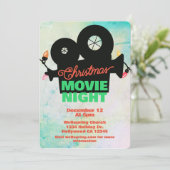 Kerst Vakantie Film Nacht Evenement Uitnodiging (Staand voorkant)