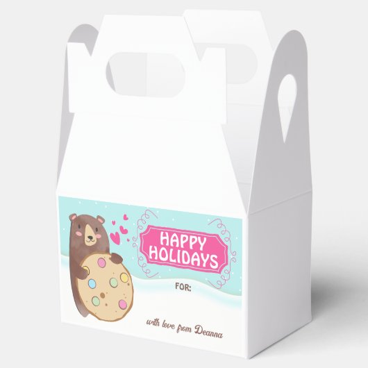 Kerst vakantie gepersonaliseerde beer cookie trakt bedankdoosjes (Geopend)