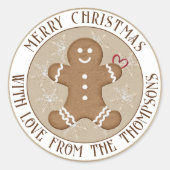 Kerst Vakantie Gingerbread Man Hart Sneeuwvlokken Ronde Sticker (Voorkant)