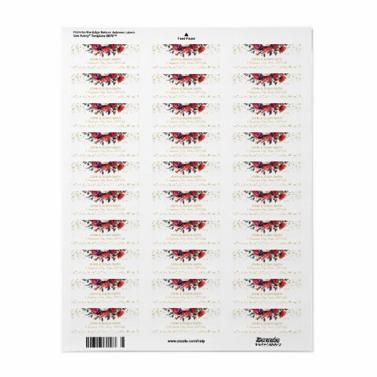 Kerst vakantie glitter retour adres labels (Full Sheet)