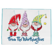 Kerst / Vakantie Gnomes Gift Tas Groot Cadeauzakje (Achterkant)