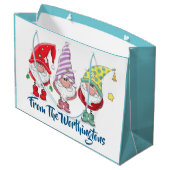 Kerst / Vakantie Gnomes Gift Tas Groot Cadeauzakje (Achterkant Gekanteld)