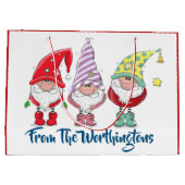 Kerst / Vakantie Gnomes Gift Tas Groot Cadeauzakje (Achterkant)