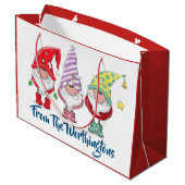 Kerst / Vakantie Gnomes Gift Tas Groot Cadeauzakje (Achterkant Gekanteld)