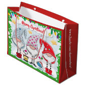 Kerst / Vakantie Gnomes Gift Tas Groot Cadeauzakje (Voorkant Gekanteld)
