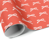 Kerst Vakantie Hand getrokken Rode Witte Bogen Cadeaupapier (Rol Hoek)