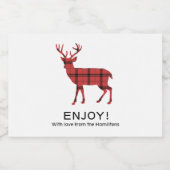 Kerst Vakantie Herten Rood Plaid Tartan Patroon Voedselcontainer Etiket (Enkel label)