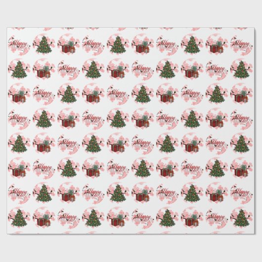 Kerst Vakantie inpakken Papier Wit (Vlak)
