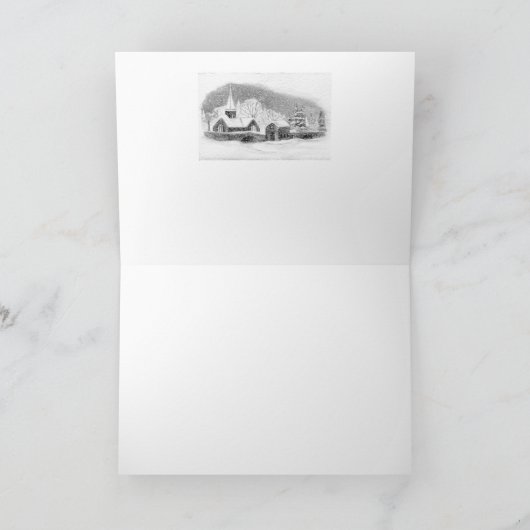 Kerst / vakantie Kaart: Snowy Village waterverf Feestdagen Kaart (Binnen)