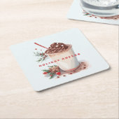 Kerst Vakantie Koffie Mingle Party Kartonnen Onderzetters (Schuin)