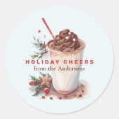 Kerst Vakantie Koffie Mingle Party Ronde Sticker (Voorkant)