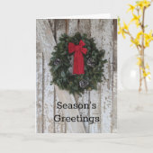 Kerst Vakantie Krans Rustiek Hout Schuur Door Kaart (Gele Bloem)