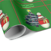Kerst Vakantie Leuke Sneeuwman Boom Gepersonalisee Cadeaupapier (Rol Hoek)
