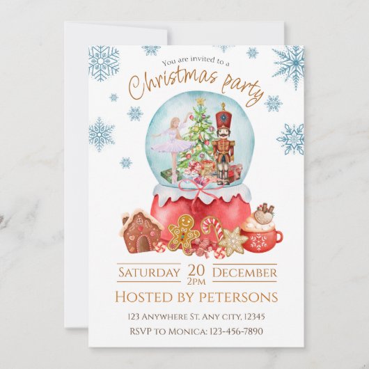 Kerst Vakantie Notenkraker Diner uitnodiging (Voorkant)