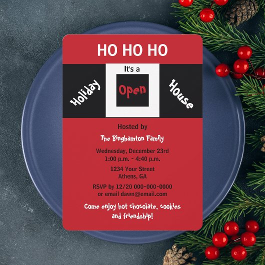 Kerst Vakantie Open Huis Uitnodigingen HOHOHO