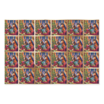 Kerst Vakantie Paarden Verpakking Papieren Bladen