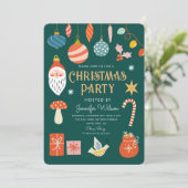 Kerst Vakantie Party Ornament & Lichten Kaart (Staand voorkant)