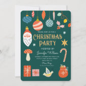 Kerst Vakantie Party Ornament & Lichten Kaart (Voorkant)