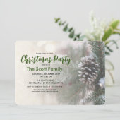 Kerst Vakantie Party Pine Cone Uitnodiging (Staand voorkant)