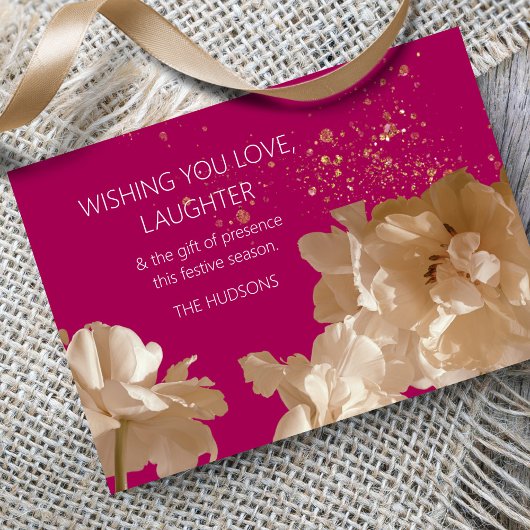 Kerst Vakantie Party Uitnodiging Floral Gold