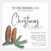 Kerst Vakantie Pine Kalligrafie Kaars Label (Voorkant)