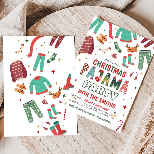 Kerst vakantie pyjama feest kaart