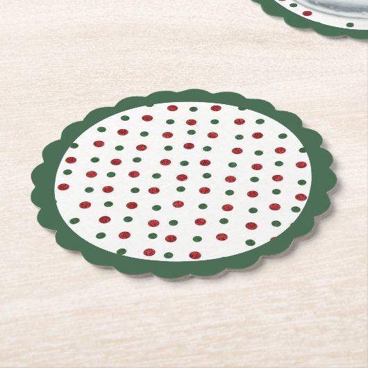 Kerst Vakantie Rood Groen Retro Stippen Patroon Kartonnen Onderzetters (Gekanteld)