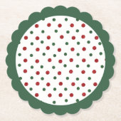 Kerst Vakantie Rood Groen Retro Stippen Patroon Kartonnen Onderzetters (Voorkant)