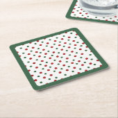 Kerst Vakantie Rood Groen Retro Stippen Patroon Kartonnen Onderzetters (Schuin)