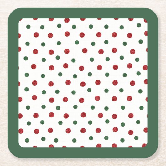 Kerst Vakantie Rood Groen Retro Stippen Patroon Kartonnen Onderzetters (Voorkant)