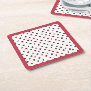 Kerst Vakantie Rood Groen Retro Stippen Patroon Kartonnen Onderzetters