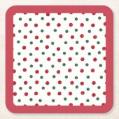 Kerst Vakantie Rood Groen Retro Stippen Patroon Kartonnen Onderzetters (Voorkant)
