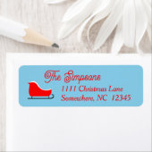 Kerst vakantie slee retour adres label (Insitu)